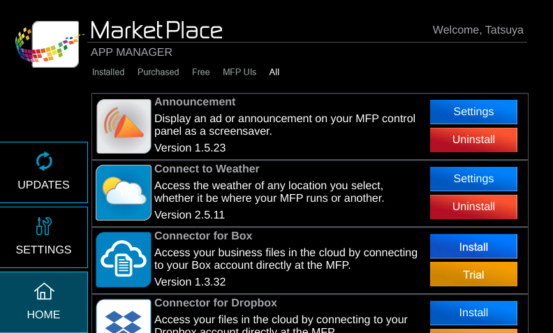 MarketPlace App Manager - All tab